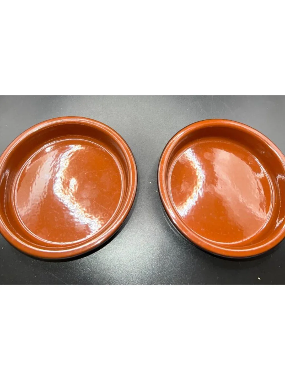 Cermer Terracotta Ceramic Baking Dishes Rustic Brown Black  4.5” Diameter EUC